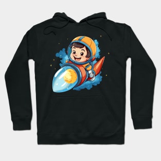 cartoon little boy riding a rocket Hoodie